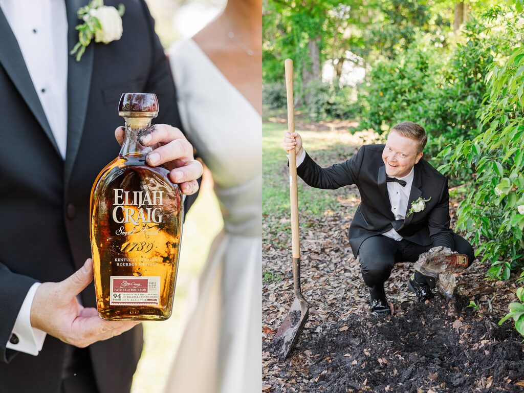 wedding tradition of burying a bottle of bourbon 