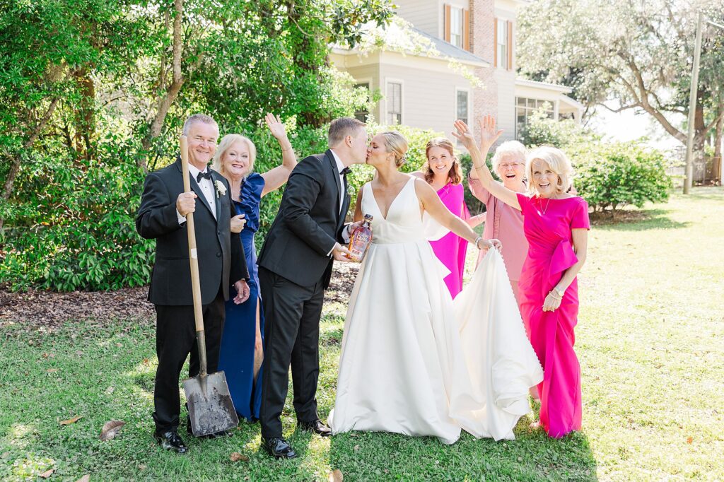 celebratory kiss after the wedding 