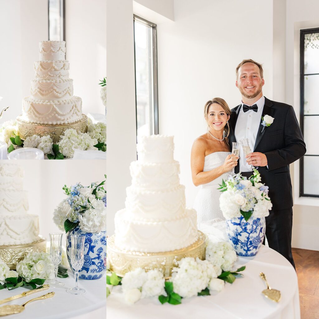 Cake cutting and champagne toast 