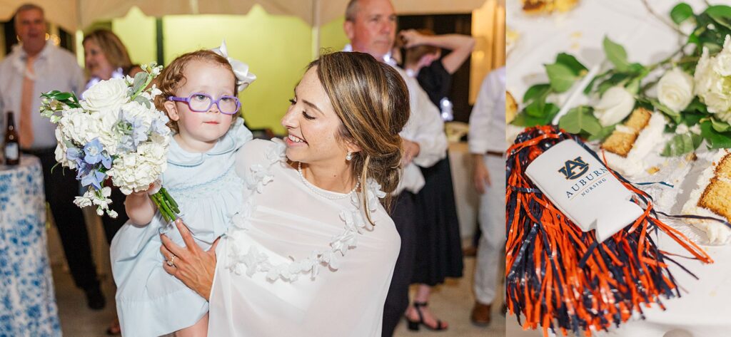 Auburn shakers at wedding reception 