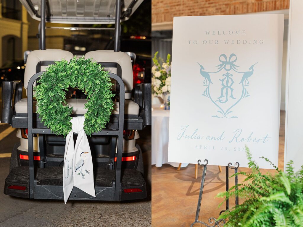 Custom wedding sign with crest 