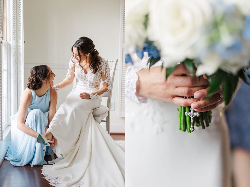 Rosary on bouquet 