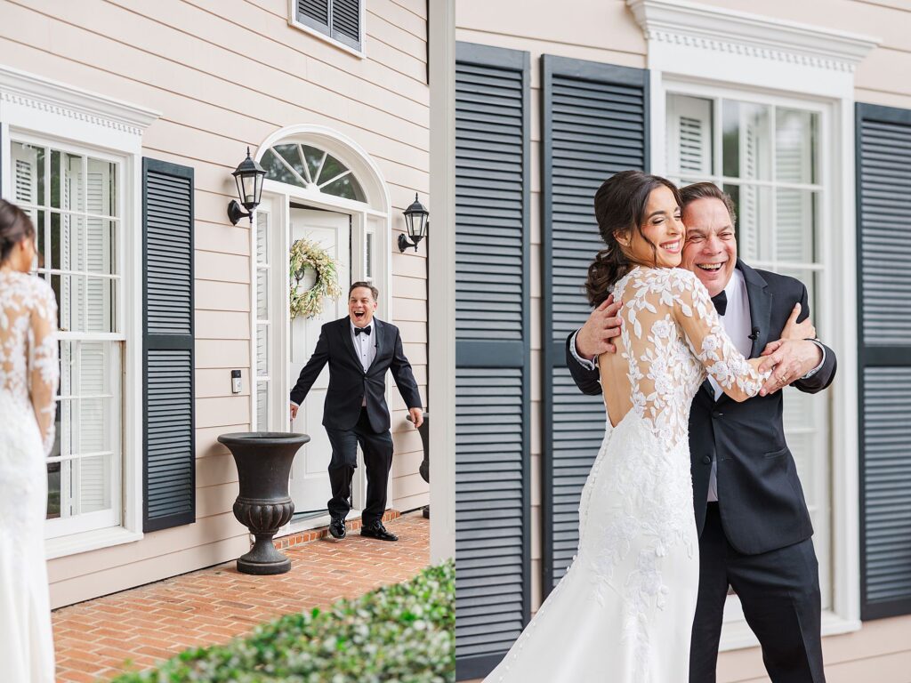 First look with father of the bride 