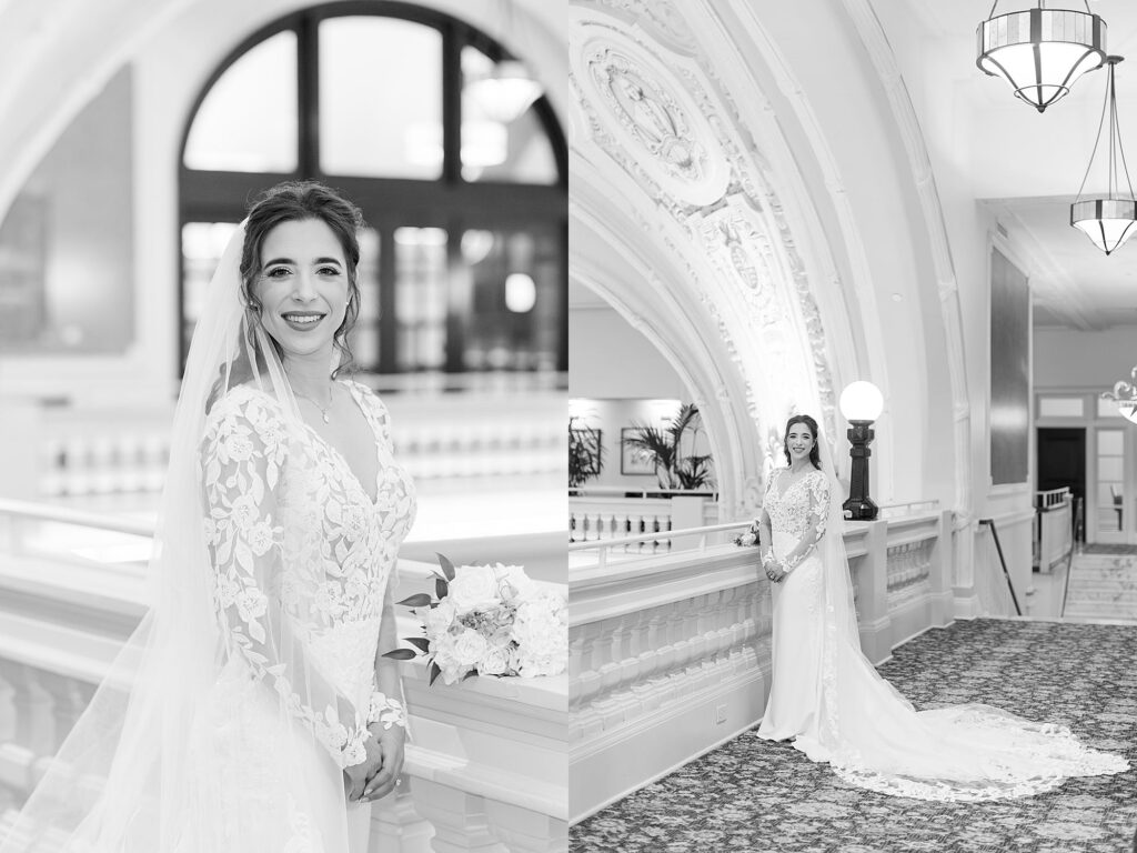 Black and white bridal portrait 