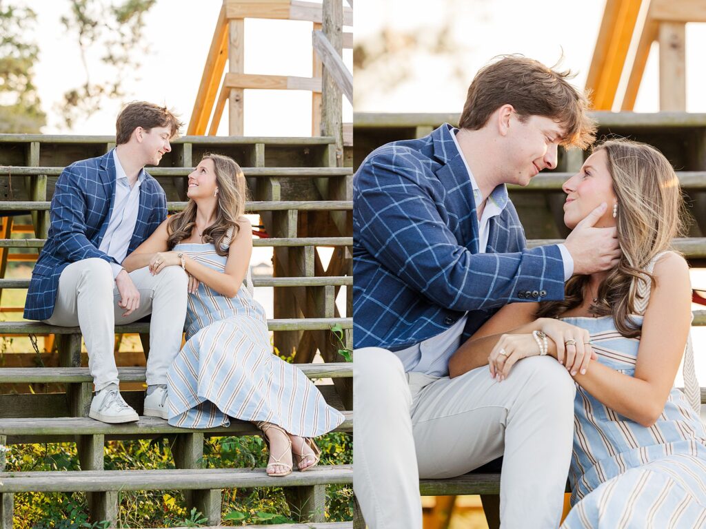 engagement photos on a pier 