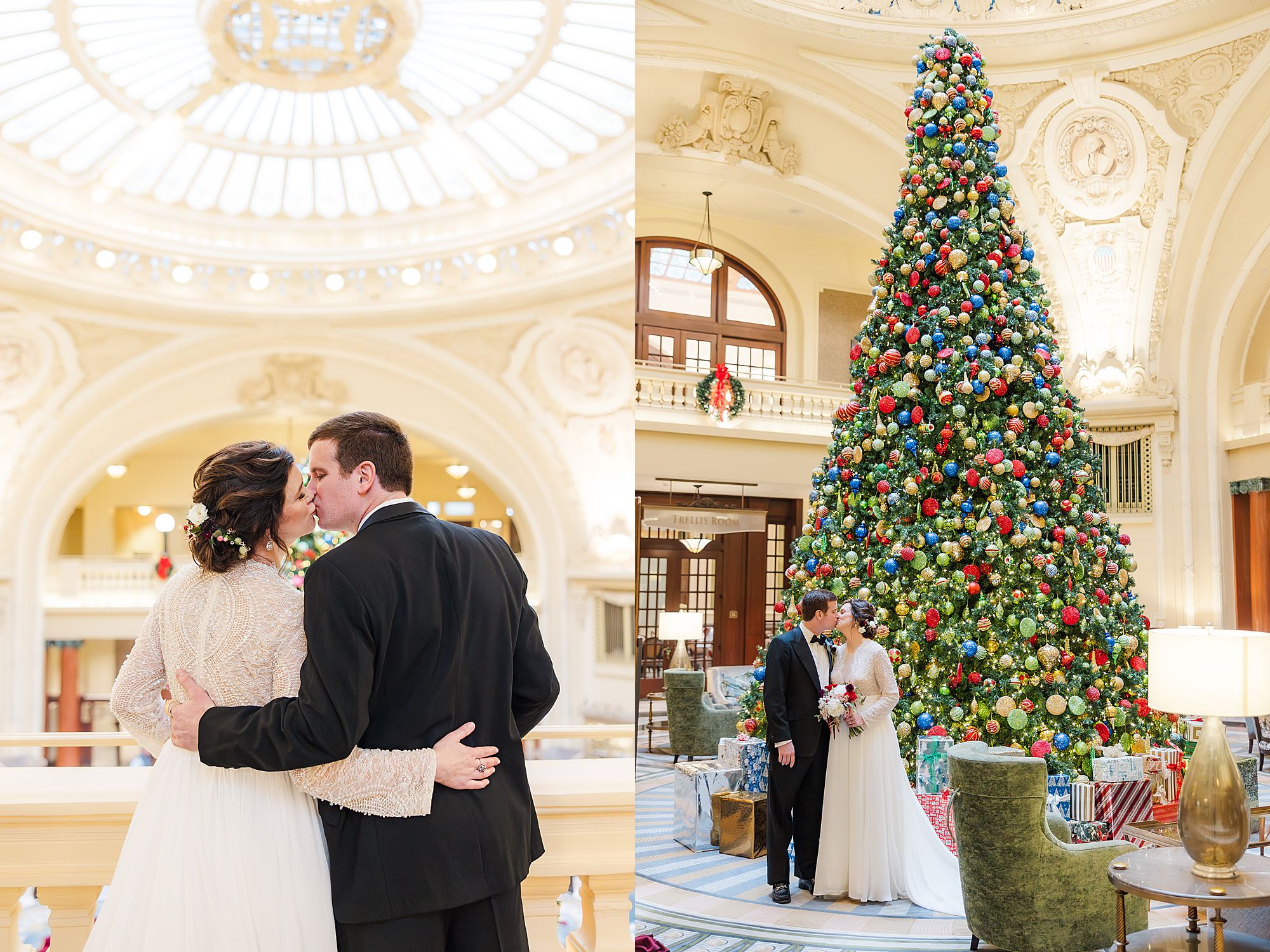 Christmas tree wedding portraits