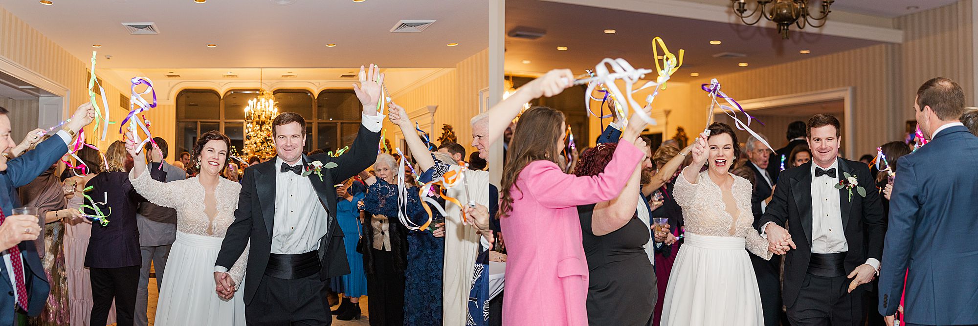 wedding entrance with ribbon wands