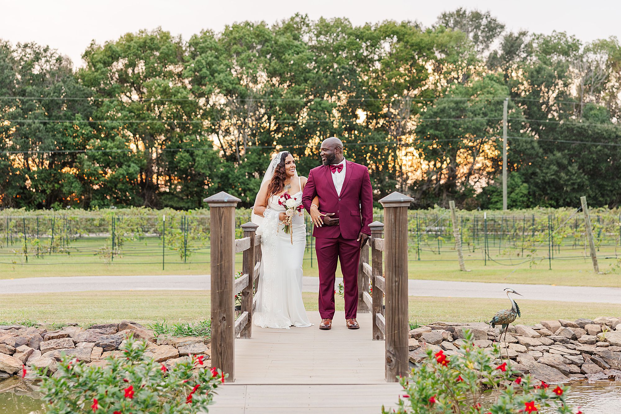 Sunset bride and groom portraits