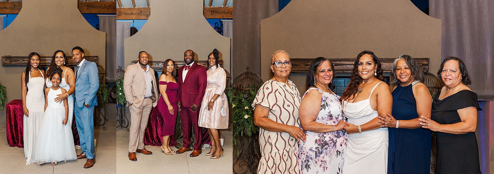 Family portraits at wedding