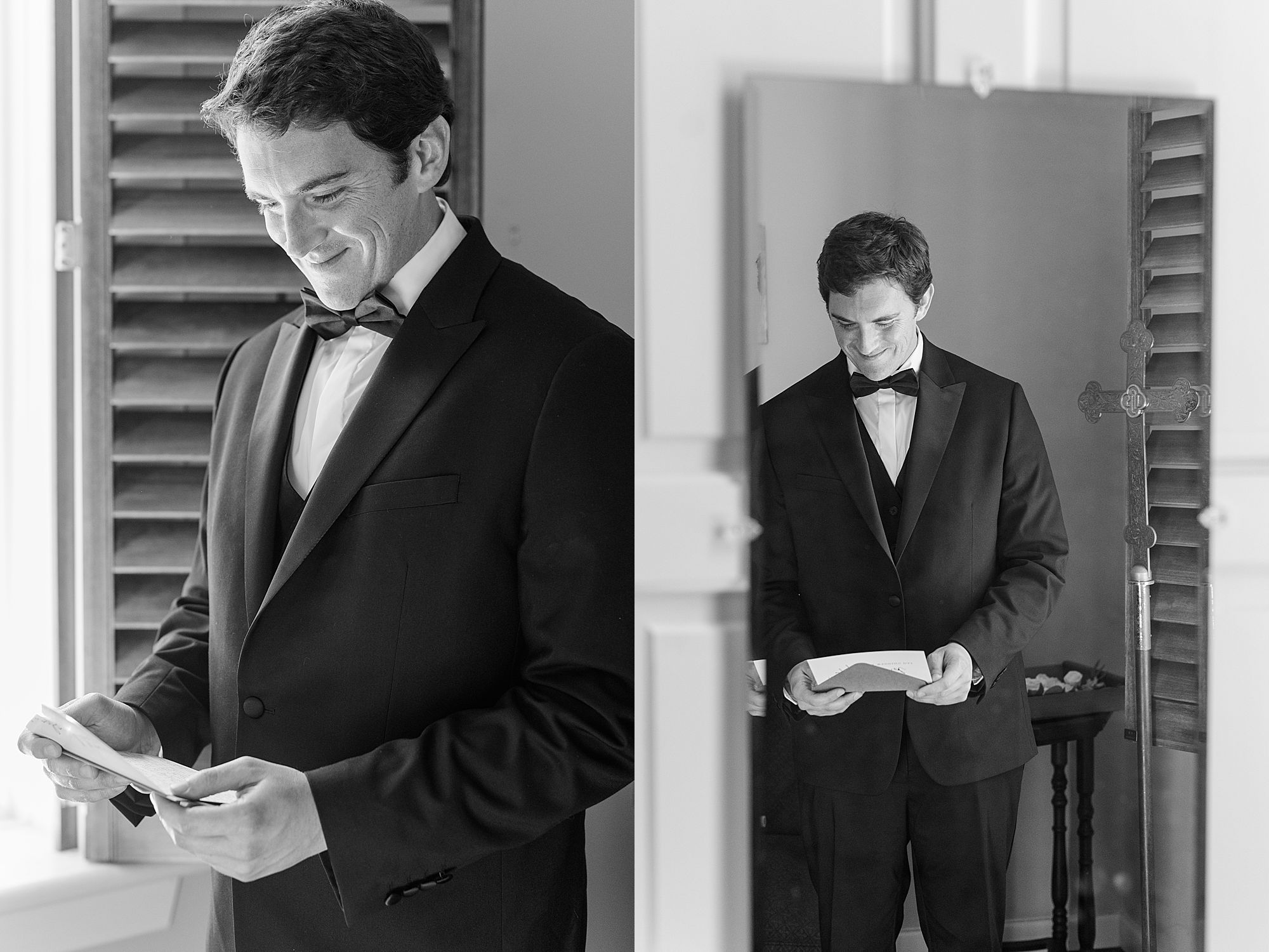 Groom reads letter from bride