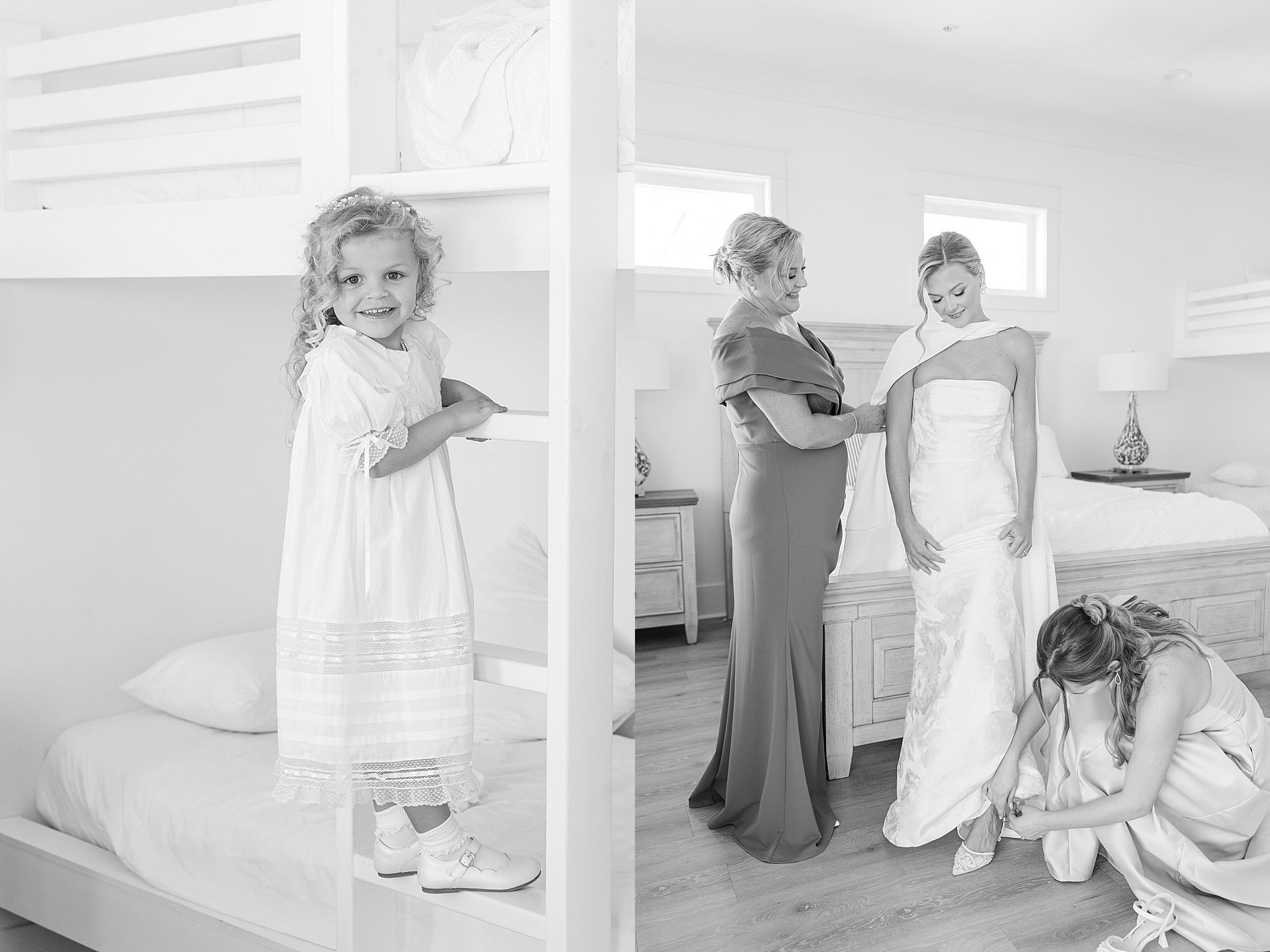 Getting in wedding gown