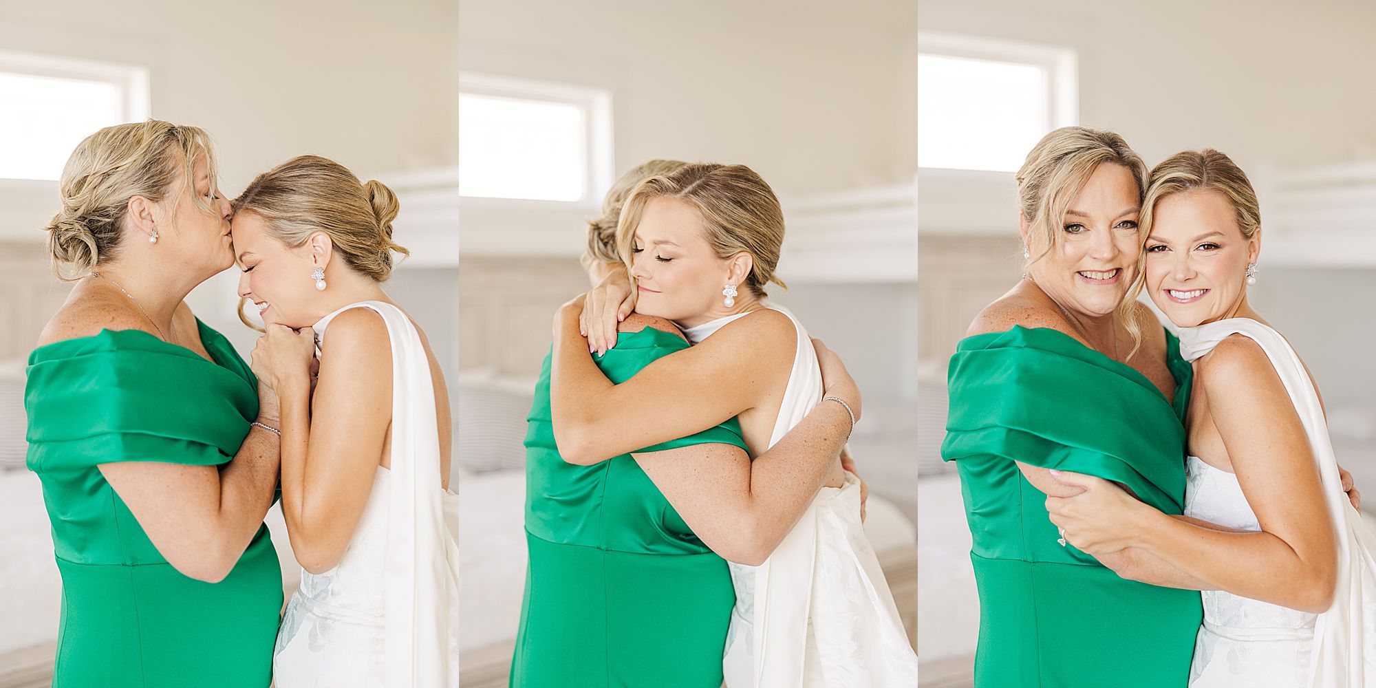 Bride with mom getting ready for wedding day